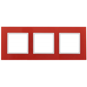 14-5103-23 Рамка на 3 поста, стекло, Elegance, красный+бел (5/25/750) Б0034514