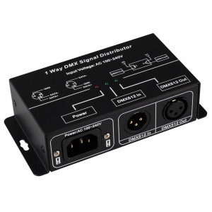 Усилитель DMX-сигнала LN-DMX-1CH (220V) 016921, Для усиления входного DMX-сигнала с оптической изоляцией входа от выхода (>1000V) и возможностью дальнейшего каскадирования выхода DMX на 32 устройства. Размер 144,5х72,5х38 мм
