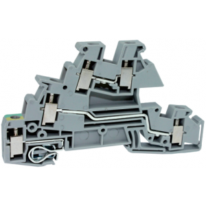 Этажная клемма UKJ-4JD/L/LE, Этажная клемма, 3 этажа, L-L-PE, нижний ряд с заземлением, тип фиксации провода: винтовой, номинальное сечение: 4 мм кв., ширина: 6,2 мм, цвет: серый, тип монтажа: DIN35 стандарт GB/T14048.1,