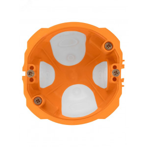 Установочная коробка СП D73х65 мм, 2-х компон., саморезы, пл. лапки, IP30, оранж., инд. штрихкод SQ1403-2001