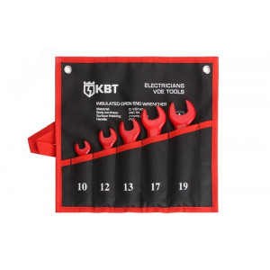 Набор диэлектрических однорожковых ключей НИИ-20 серия Эксперт, для монтажа гаек и болтов с шестигранной головкой под напряжением до 1000 В, в наборе 5 ключей с типоразмером 10/ 12/ 13/ 17/ 19