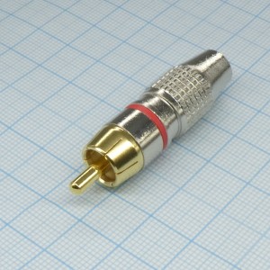 RP-213G-R-DW, RCA штекер кабельный, разъем типа "тюльпан" (зол.)