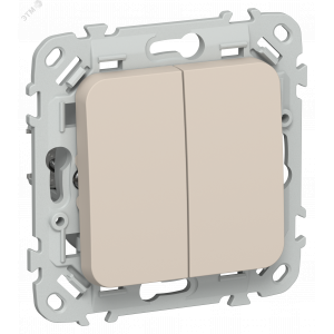 FLITE Выключатель 2-клавишный 10А ВС12-1-0-ФлЛ льняной IEK FI-V20-0-10-1-K88
