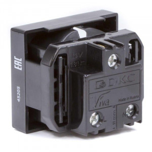 Розетка 1-м 2мод. Viva 16А IP20 2P+E с заземл. защ. шторки черн. 45205