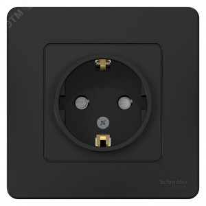 Розетка 1-м СП Blanca 16А IP20 250В с заземл. защ. шторки антрацит SE BLNRS001116