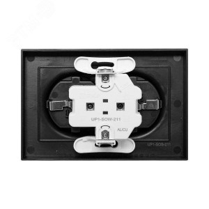 Механизм розетки двойной, 16А, с заземлением, со шторками, с рамкой, ч-рный Эпика EKF UP1-SOB-211