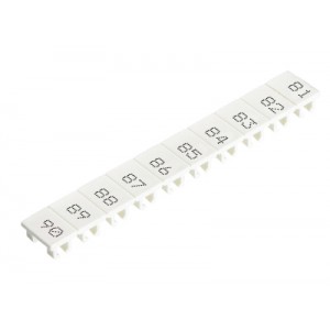 Маркировка для клемм (полоска) 9705A/6/10 B 81- 90, Маркировочные шильдики, для клемм сечением 4 мм.кв., боковая / верхняя, 10 шильдиков, нанесенные символы: 81...90, с горизонтальным расположением, размер шильдика: 5,75 x 8,3 мм, цвет: белый