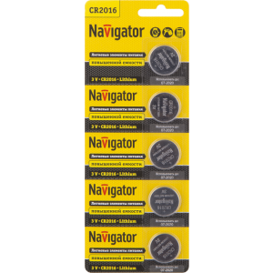 Элемент питания Navigator 94 763 NBT-CR2016-BP5(кр.5шт) [94763]