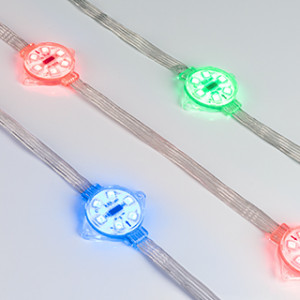 Модуль управляемый VISOR-DMX-5060-6-24V RGB 120deg (D40x12mm, 1.5W, IP68) 029188, Управляемый светодиодный модуль DMX с держателем, RGB, микросхема TM512AС, напряжение 24 В, мощность 1.5 Вт, 6 светодиодов SMD 5060, угол 120°. Создание медиафасадов. 20 шт на цепочке, 2 цепочки в пакете, расстояние между центрами модулей 240 мм, длина пр