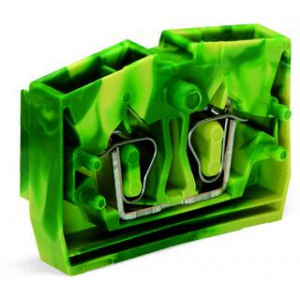 Проходная клемма (MINI) 254307, Проходная клемма, MINI, верхний подвод кабеля, 2 точки подключения, тип фиксации провода: пружинный, номинальное сечение: 2,5 мм кв., 24A, 800V, ширина: 6 мм, цвет: желто-зеленый, тип монтажа: монтажные фланцы