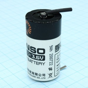 ER26500H/T, Li, SOCl2 батарея типоразмера C, 3.6 В, 9 Ач, плоские радиальные выводы, -55...85 °C