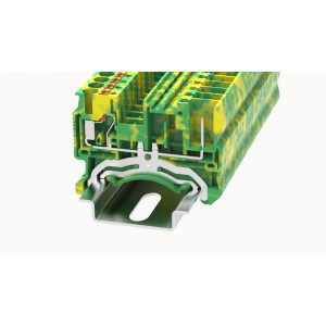 DS2.5-PE-01P-1C-00Z(H), Заземляющая клемма, тип фиксации провода: Push-in, номинальное сечение: 2,5 мм кв., ширина: 5,2 мм, цвет: желто-зеленый, тип монтажа: DIN35