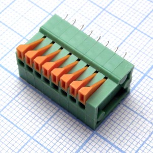 DG141V-2.54-08P-14-00A(H), Нажимной безвинтовой клеммный блок 8 контактов. Зажим типа торцевой контакт. Серия DG141V-2.54