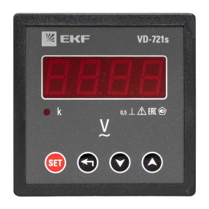 Вольтметр VD-721s цифровой на панель 72x72 (квадратный вырез) однофазный в коротком корпусе EKF PROxima VD-721s