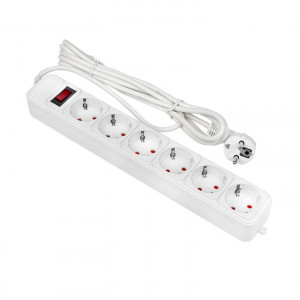 Сетевой фильтр 6*3м 10А/2,2 кВт с выкл. c/з ПВС 3х0,75 Блокбастер PROxima UFP10-375-6-03