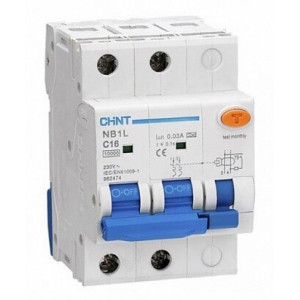 Выключатель автоматический дифференциального тока 2п C 25А 30мА тип AC 10кА NB1L (54мм) CHINT 205093