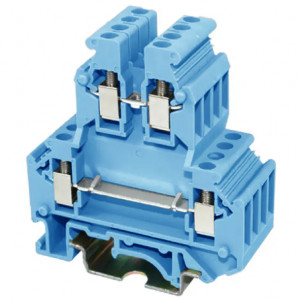 Этажная клемма JUT1-2.5/2-BE, Этажная клемма, 2 этажа, тип фиксации провода: винтовой, номинальное сечение: 2,5 мм кв., 24A, 500V, ширина: 5,2 мм, цвет: синий, тип монтажа: DIN35