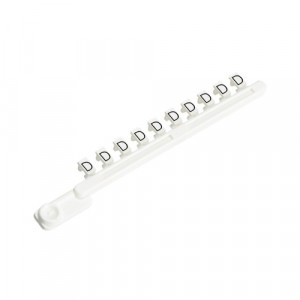 Гребенка с шильдиками 9704 A /DG B, Гребенка составных шильдиков, боковая / верхняя, 10 шильдиков, нанесенные символы: D,D, ... ,D цвет: белый