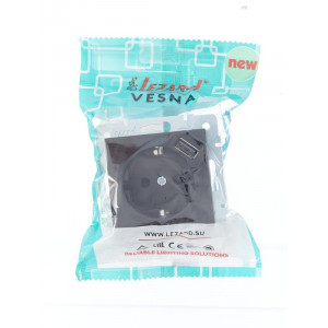 Розетка 1-м СП Vesna с заземл. с заряд. устройством USB механизм черн. бархат 742-4288-181