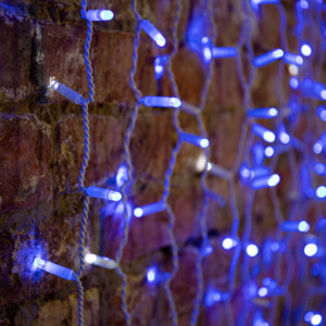 Гирлянда Светодиодный Дождь 2х1,5м, эффект мерцания, белый провод, 230 В, диоды СИНИЕ 235-223