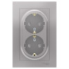 Розетка 2-м СП AtlasDesign 16А IP20 с заземл. защ. шторки в сборе алюм. SE ATN000326