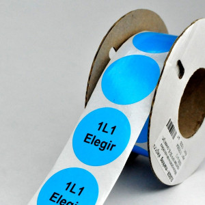 Маркировка круглая NPP-30-B, Маркировочная наклейка, для токоведущих шин и электрооборудования, диаметр 30 мм, цвет синий, Наклеек в ряду - 1, для принтера: RT200, RT230, в упаковке 1000 наклеек