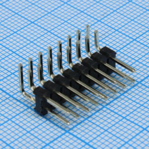 DS1022-2X8RF11-B, Соединитель штыревой, вилка на плату двухрядная угловая 16pin(2x8), шаг 2.54мм