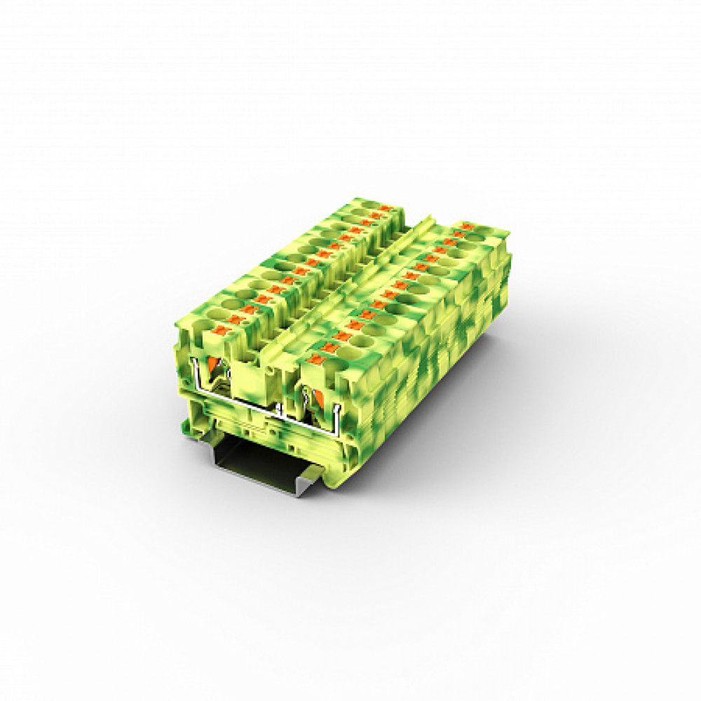 Изображение товара Заземляющая клемма UPT-4PE для DIN35, 4 мм кв., 800V, желто-зеленая