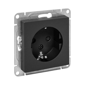 Механизм розетки, 16А, с заземлением, со шторками, ч-рный Эпика EKF UP1-SOB-111