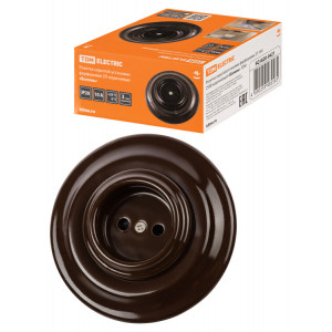 Розетка скрытой установки фарфоровая 2П 10А 250В коричневая «Болонь» SQ1820-0421