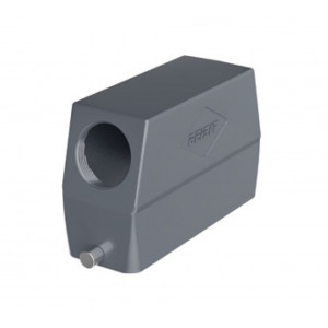 Крышка разъема H24B-SOH-2PR-PG29, Крышка разъема на кабель, типоразмер 24B, высокое исполнение, без уплотнителя, 1 отверстие с резьбой для кабельных вводов PG29, с боковым расположением, без защелки (упоры под одну защелку), материал корпуса: алюминиевый сплав