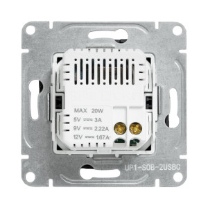 Механизм розетки USB-C - 2шт, ч-рный Эпика EKF UP1-SOB-2USBC