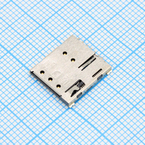 L-KLS1-SIM-066-(6+1)P-H1.37-R, Держатель нано SIM карты, PUSH-PUSH, 6+1 контактов,, h=1.37мм, с направляющими