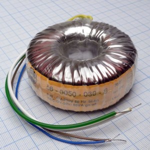 58-0050-030-S, Тороидальный трансформатор 50ВА 230В 30В 1,667A (80x33мм)