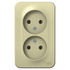 Розетка 2-м ОП Blanca 16А IP20 250В без заземл. без защ. шторок с изолир. пластиной беж. SE BLNRA000217