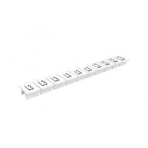 Маркировка (полоска) 308801/L3, Маркировочные шильдики, для клемм сечением 6 мм.кв., боковая / верхняя, 10 шильдиков, нанесенные символы: L3, с горизонтальным расположением, размер шильдика: 8 x 10,6 мм, цвет: белый