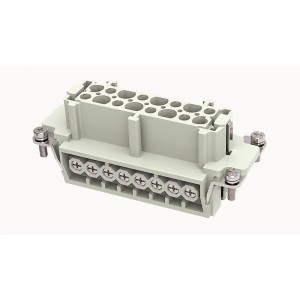 Розеточная контактная вставка DE-016-F, Розеточная контактная вставка, винтовая фиксация, 16 полюсов + PE, типоразмер 16B, 500V, 16A, сечение обслуживаемых проводников 0,75-2,5 мм кв, тип покрытия контактов: серебро