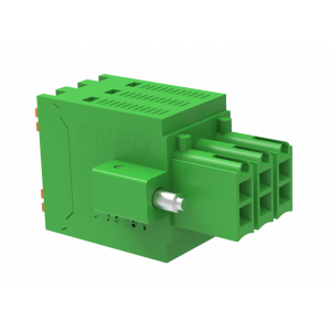 Розеточный разъем на кабель MC-DRG3.5H06P-K-0001, Розеточный разъем, прямой, 2 этажа, на кабель, шаг: 3.5 мм, 3x2 полюса, фиксация провода Push-in, исполнение: с монтажными фланцами, 160V, 13,5A, цвет: зеленый