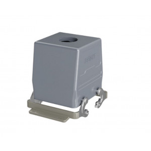 Крышка разъема H32B-TO-2L-PG42, Крышка разъема на кабель, типоразмер 32B, с уплотнителем, 1 отверстие с резьбой для кабельных вводов PG42, с верхним расположением, с двумя металлическими защелками, материал корпуса: алюминиевый сплав