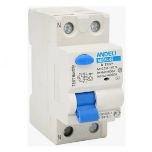 УЗО ADB1L-63 2P 32A 30MA ТИП AC 6KA (AND, УЗО ADB1L-63 2P 32A 30MA ТИП AC 6KA (ANDELI)