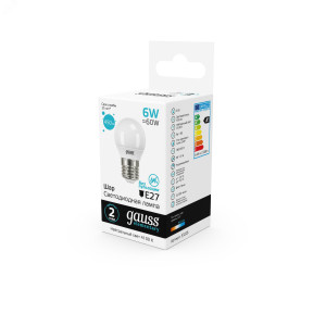 Лампа светодиодная Elementary 6Вт P45 шар 4100К нейтр. бел. E27 450лм 53226