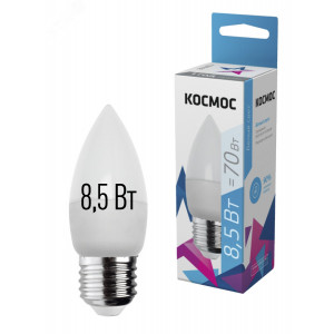 Лампа светодиодная 8.5Вт свеча 4500К бел. E27 220В КОСМОС LkecLED8.5wCNE2745