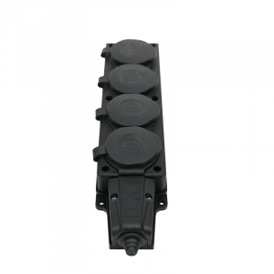 Колодка MultiSet 4х розетка 2К+З 16А/250В IP44 каучуковая черн. SE MST4104BK
