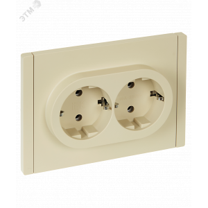 FORTE&PIANO Розетка 2-местная с заземлением без защитных шторок безвинтовое крепление 16А FP424 ваниль IEK FP-R21-16-1-K10