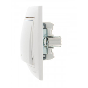 Переключатель проходной 1-кл. СП Mira 10А IP20 с бел.вставкой бел. 701-0202-105