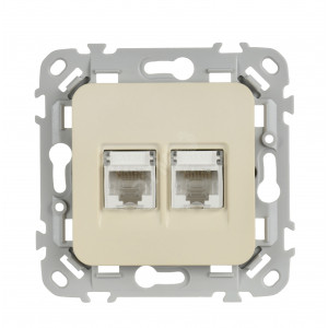 FLITE Розетка 2-местная компьютерная RJ45 категория 5Е UTP РК5е-2-0-ФлСл сливочный IEK FI-K22-1-K86