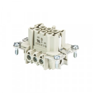 Розеточная контактная вставка BAS BUS 6 2,5 50 AG, Розеточная контактная вставка, винтовая фиксация, 6 полюсов + PE, типоразмер 6B, 500V, 16A, сечение обслуживаемых проводников 0,5-2,5 мм кв, тип покрытия контактов: серебро, с защитой провода