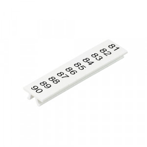 Маркировка для клемм (полоска) M1.008.0104.3, Маркировочные шильдики, для клемм сечением 1,5 мм.кв., WKF 1.5, верхняя, 10 шильдиков, нанесенные символы: 81...90, с горизонтальным расположением, размер шильдика: 4 x 10,5 мм, цвет: белый