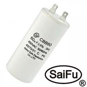 CBB60  60UF  450V  (SAIFU), Пусковой конденсатор SAIFU CBB60, 60 мкФ, 450 В