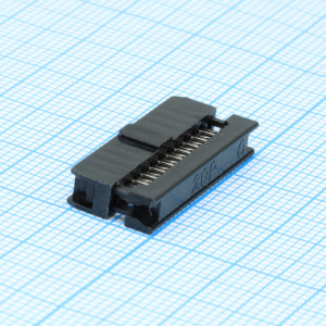 DS1017-20NA2B, IDC разъем, розетка на плоский шлейф 20pin(2x10), шаг 2.00мм